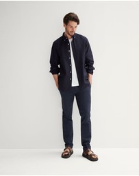 Trenery - Regular Fit Cotton Oxford Shirt in Navy