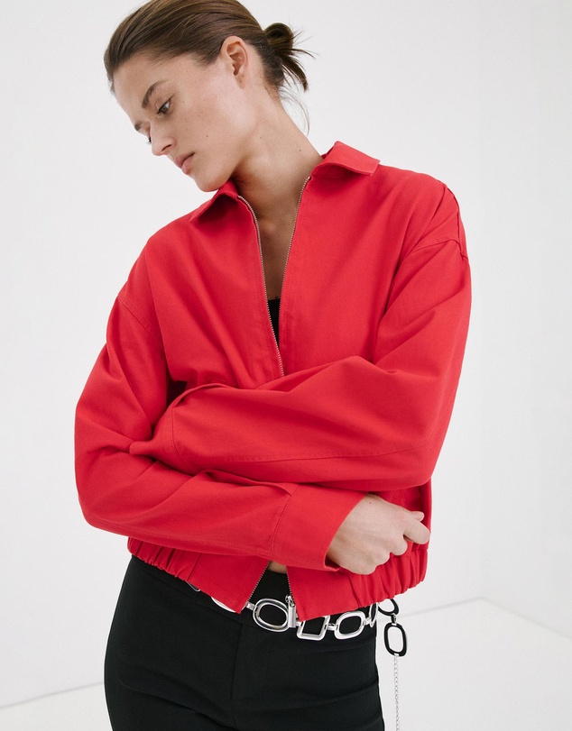 M.N.G - Bomber Jacket with Shirt Collar