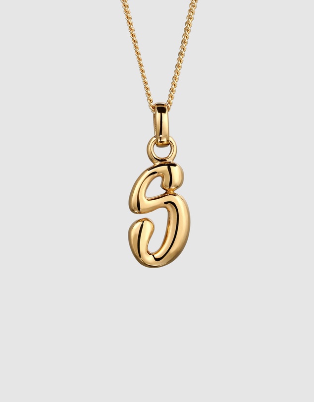 Elli Jewelry - Bubble Letter S Necklace in Gold-Plated 925 Silver