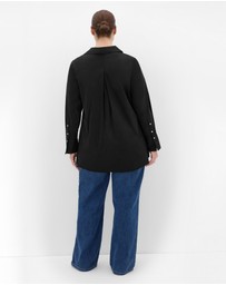 City Chic - Plus size Elevated Long Sleeve Stretch Shirt - black