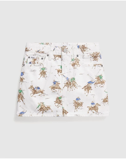 Polo Ralph Lauren - Equestrian-Print Cotton Denim Skirt - Kids-Teens