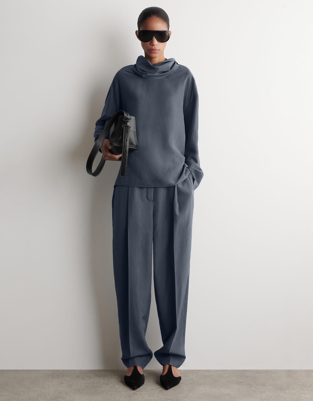 COS - Crinkled-Silk Funnel-Neck Top