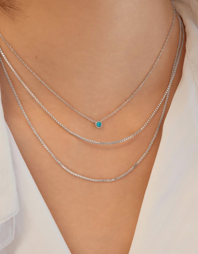 Ania Haie - Silver Bezel-Set Lab-Created Turquoise Solitaire Necklace