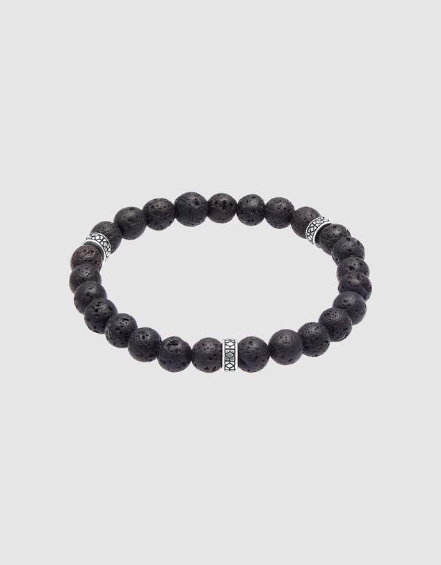 Kuzzoi - ICONIC EXCLUSIVE - Lava Stone Bracelet with Oxidised Silver Elements