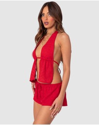 EDIKTED - Cayenne Eyelet Split Front Top
