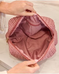 Sky Gazer - Luxe Quilted Make-Up & Toiletry Bag Set (Dusty Pink)