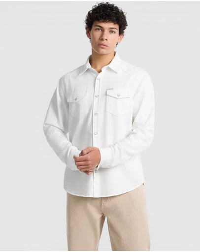GUESS - GUESS JEANS Eco Slim Long Sleeve Denim Twill Shirt