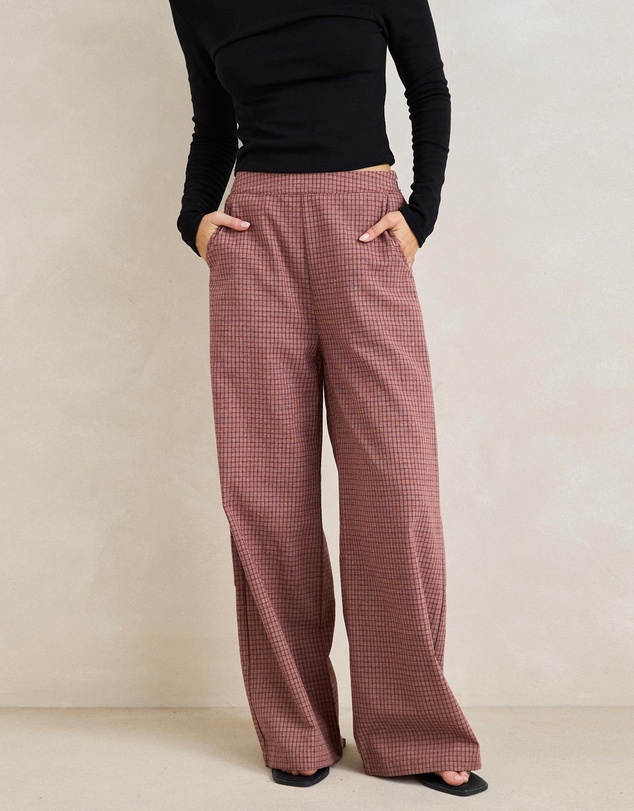Rhythm - Lucy Check Wide Leg Pants