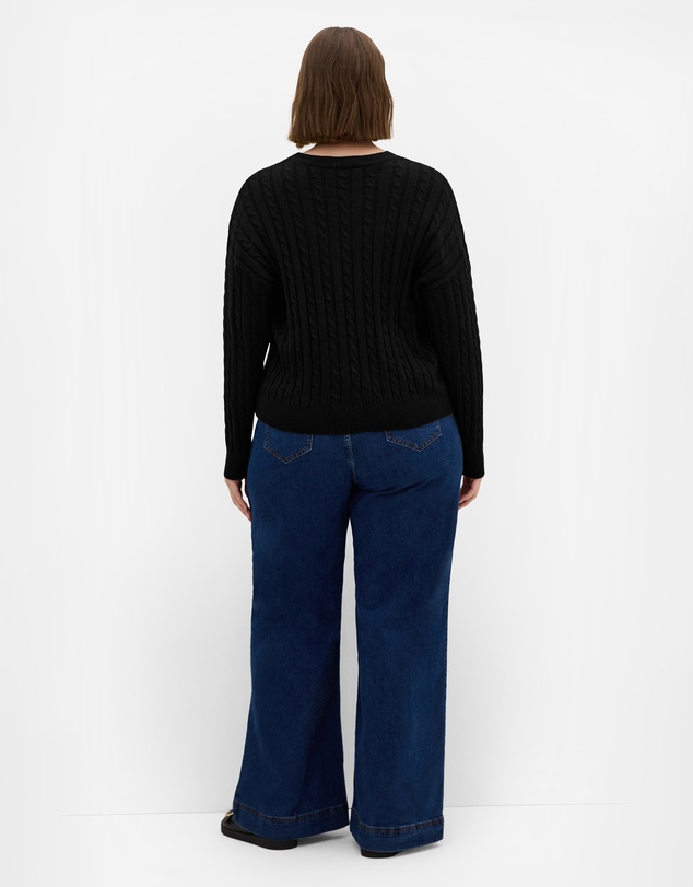 City Chic - Plus size Kenia Crew Neck Knit Jumper - black