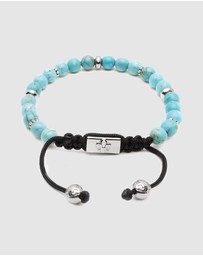 Nialaya Jewellery - Men's Beaded Bracelet with Turquoise and Silver