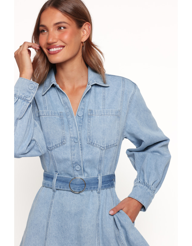 Petal & Pup - Tuscan Mini Dress - Blue Denim