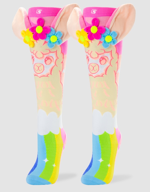 Crazy Skates - Crazy Socks Llama Flowers Knee-High Socks
