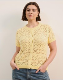 Atmos&Here Curvy - Hani Short Sleeve Open Knit Cardigan
