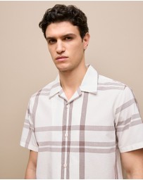 Trenery - Seersucker Check Camp Shirt in White