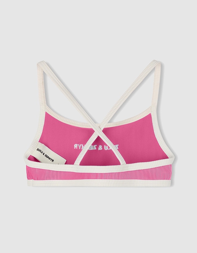Zulu & Zephyr Mini - Mini Stripe Rib Logo Bikini Top - Kids