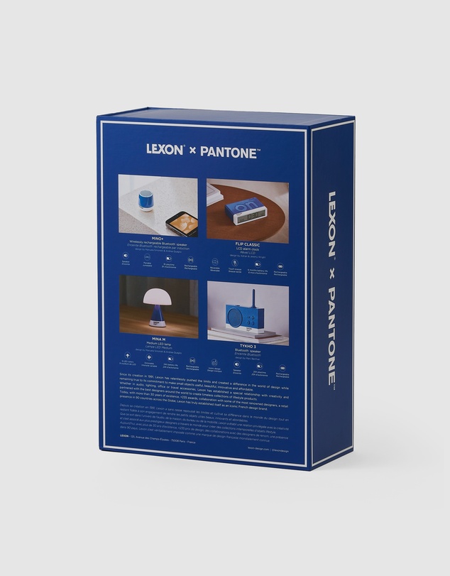 Lexon - Lexon GIFT Set PANTONE - Includes Mino+ Mini Speaker, Flip Classic Clock, Mina M Lamp, Thykho 3 Speaker - Classic Blue