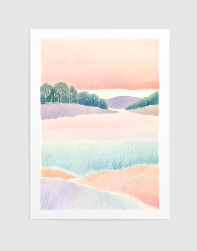 Olive et Oriel - Landscape In Pastel by Ohkimiko Art Print