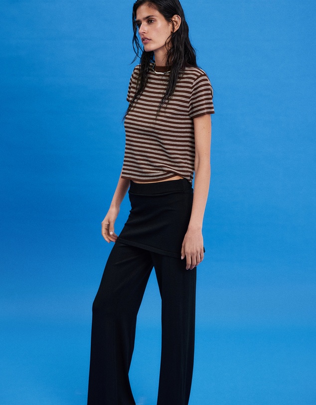 M.N.G - Short Sleeve Ribbed Sweater Top