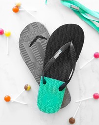 Boomerangz Footwear - Men's Black/Grey/Teal Thongs with arch support and 2 x interchangeable straps