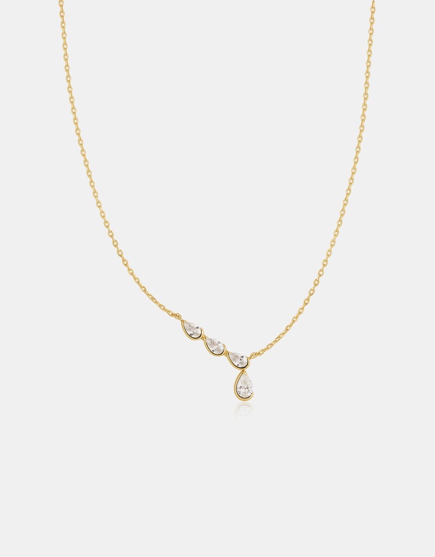 Ania Haie - Gold Half-Bezel Angled & Dangle Teardrop Necklace