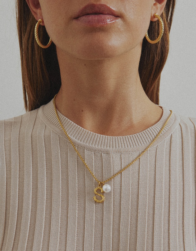 Zahar - Pearl Letter S Necklace
