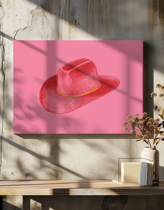 Olive et Oriel - Red Stetson On Pink by Anyone Can Yeehaw Art Print