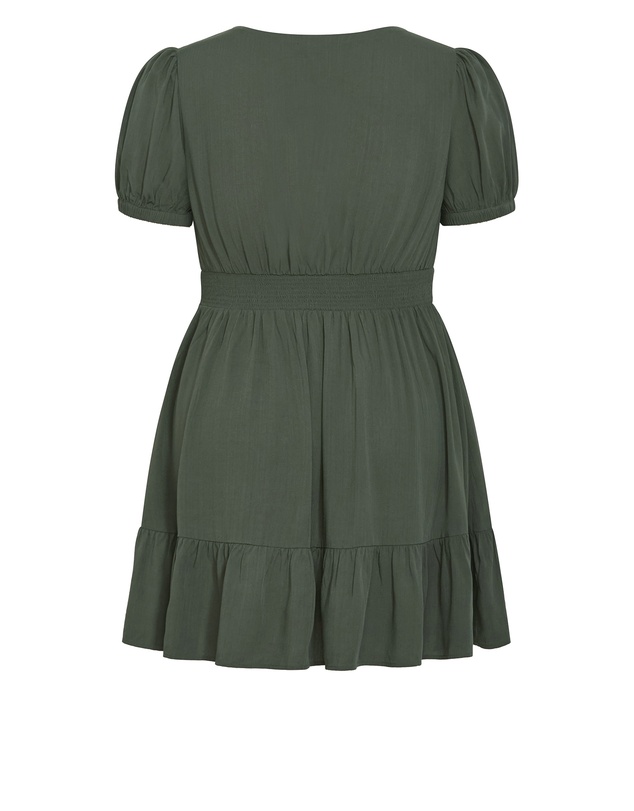 City Chic - Plus size Elsie Short Sleeve Mini Dress - khaki