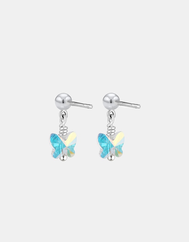 Elli Jewelry - Crystal Butterfly Kids Stud Earrings in 925 Silver