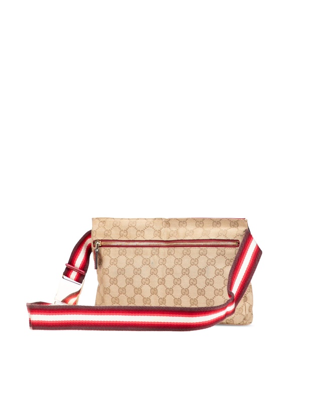 Pre-Loved by Azura Reborn - Pre-Loved GG Canvas Web Double Pocket Belt Bag
