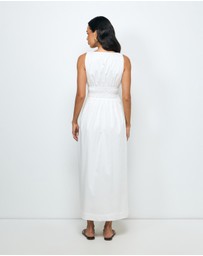 AERE - Indie Cotton Tie Front Midi Dress