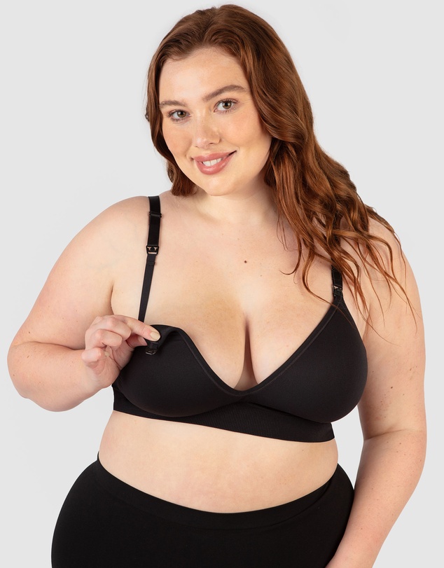 B Free Intimate Apparel - Plunge Nursing Comfort Bra – Wireless with Fixed Moulded Cups (B-C-D) Cup