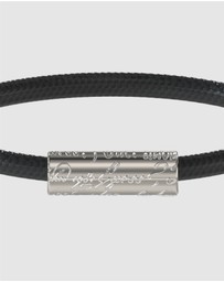 GUESS - Silver-Tone Black Leather Bracelet