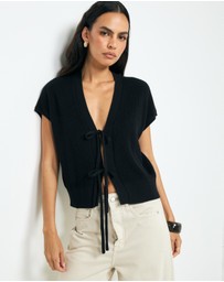 AERE - Ava Organic Cotton Tie Front Top