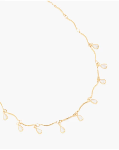 Lovisa - Waterproof Gold Plated Stainless Steel Cubic Zirconia Droplet Charms Necklace