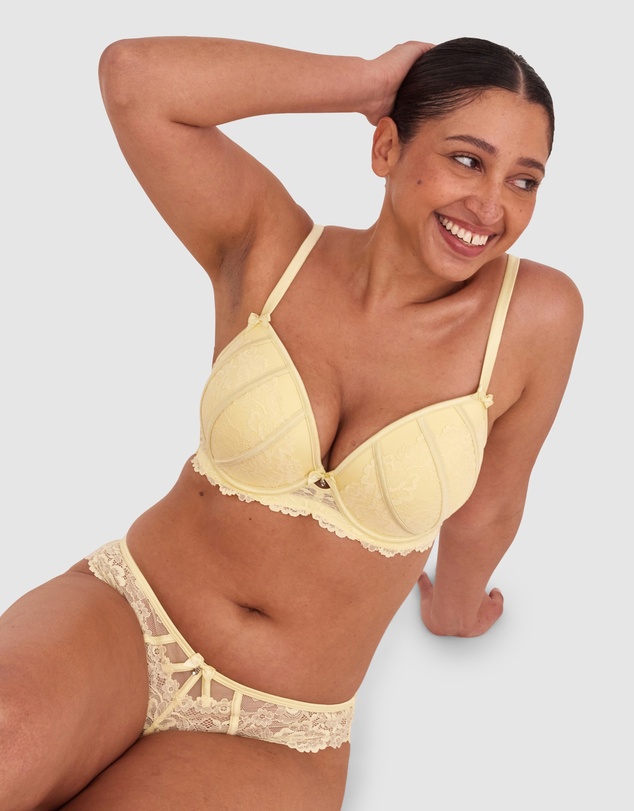 Bras N Things - Bethany Push Up Bra-Light Yellow