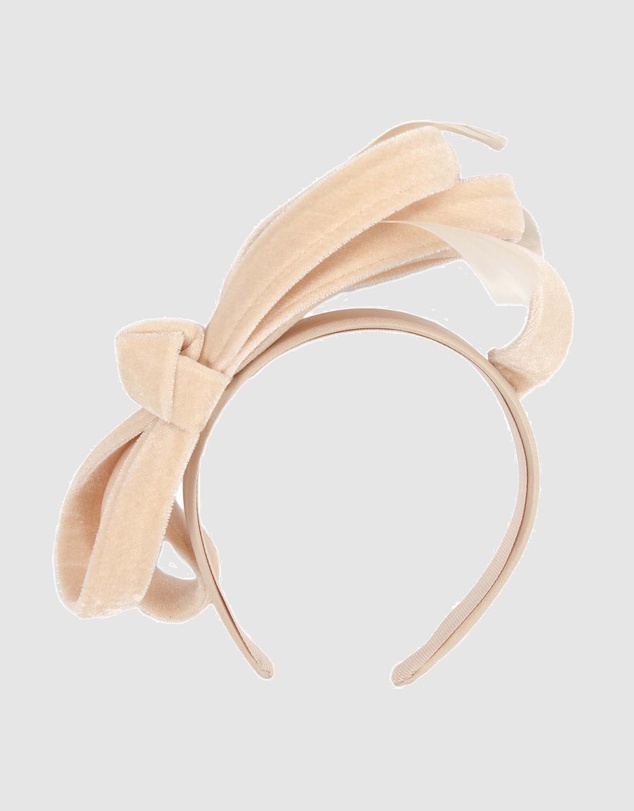 Max Alexander - Large Nude Velvet Bow Racing Fascinator