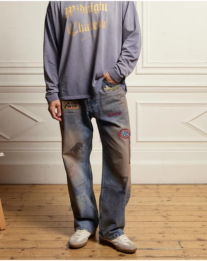 Duke + Dexter - DR4 Trackside Washed Denim Blue Jeans