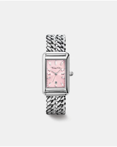 THOMAS SABO - THOMAS SABO Ladies Rectangular Silver Watch with Pink Dial