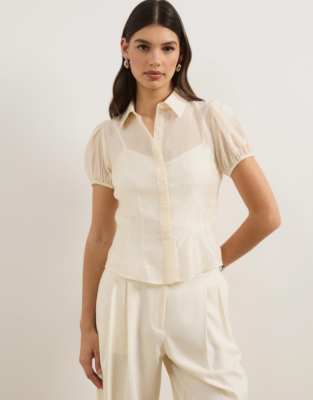 Atmos&Here - Kaia Organza Shirt With Removable Cami