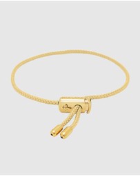 Nialaya Jewellery - Men's Beige String Bracelet with Adjustable Gold Lock