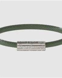 GUESS - Silver-Tone 6MM Green Leather Bracelet