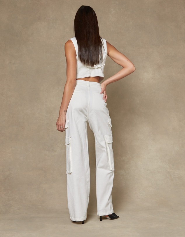 DRICOPER DENIM - Cargo Ivory Wide Leg Pants