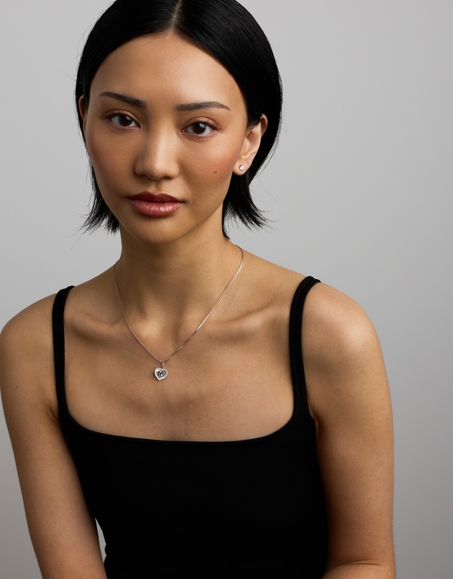 Michael Hill - 16 Sunray Heart Pendant with Cubic Zirconia in Sterling Silver