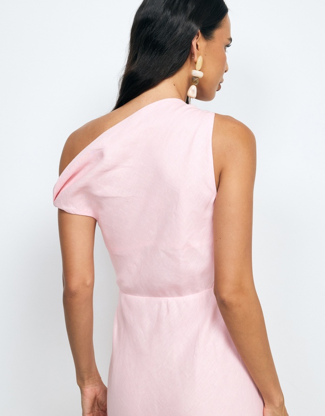AERE - Fia Linen Draped Off Shoulder Maxi Dress
