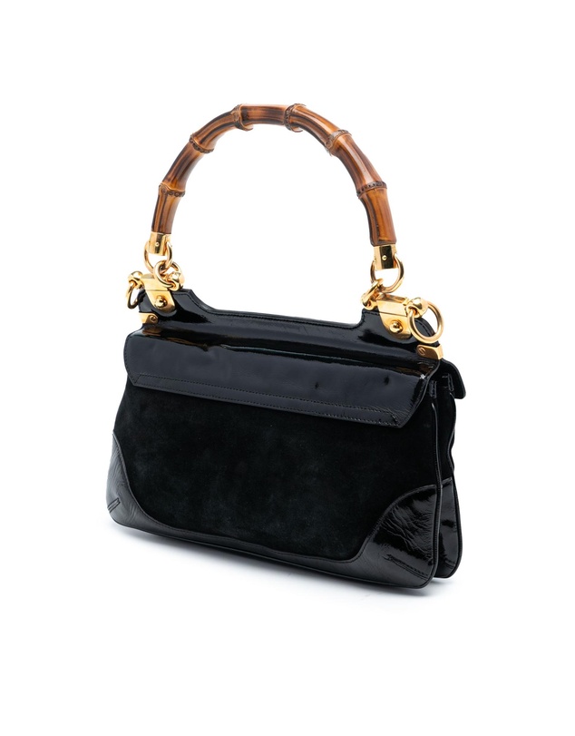 Pre-Loved by Azura Reborn - Pre-Loved Suede and Patent Peggy Bamboo Top Handle Bag