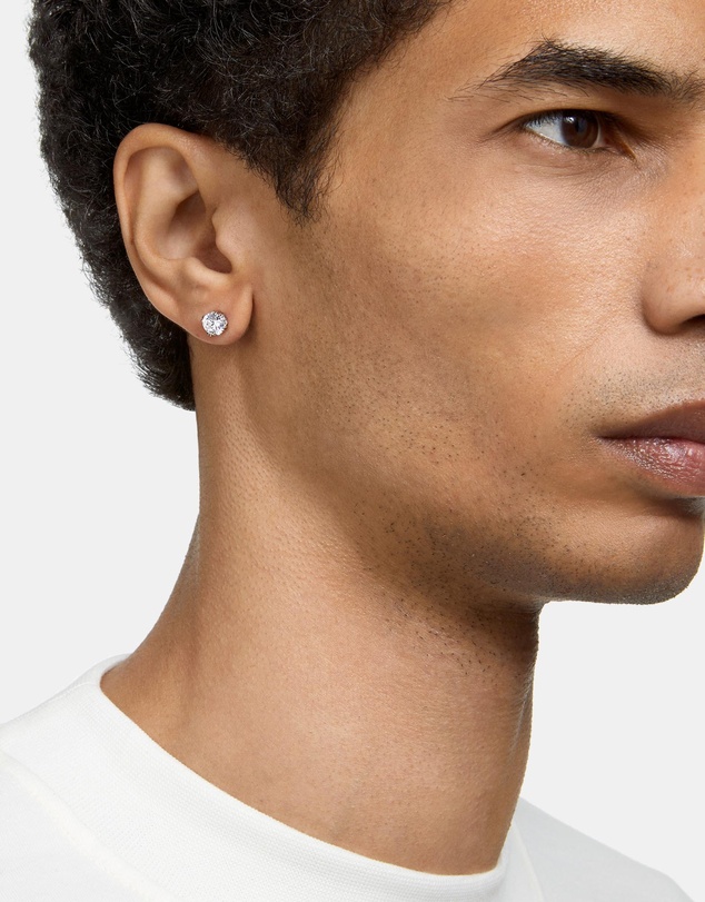 Swarovski - Stilla stud earrings, Round cut, White, Rhodium plated