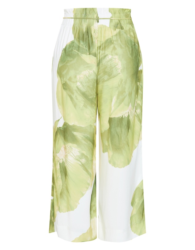 City Chic - Plus size Elisa Matcha Print Wide Leg Pant - ivory