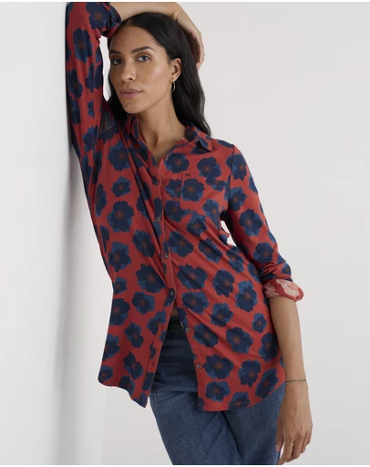 Seasalt - Seasalt Cornwall Red Dove Plant Jersey Button-Through Tunic