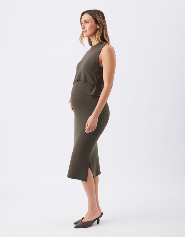 Ripe Maternity - Layered Knit Nursing Dress