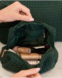 Sky Gazer - Luxe Quilted Make-Up & Toiletry Bag Set (Hunter Green)